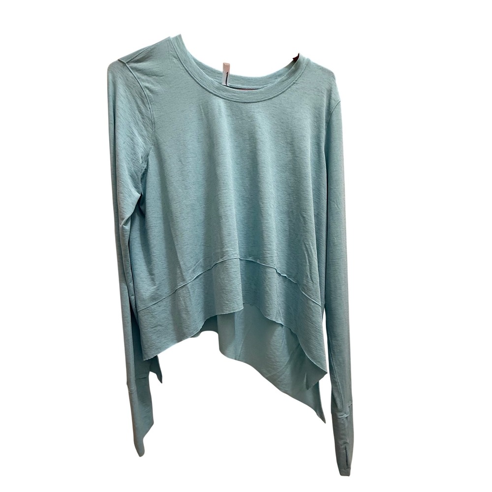 Free People FP Movement‎ Womens XL Teal Long Sleeve Thumbhole Asymmetrical Top